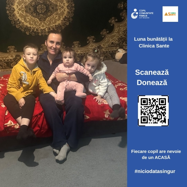 DE ZIUA BUNĂTĂȚII, DUBLĂM BUNĂTATEA — CLINICA SANTE SI CCF MOLDOVA AJUTĂ O MAMĂ SINGURĂ SĂ-ȘI REFACĂ CASA.